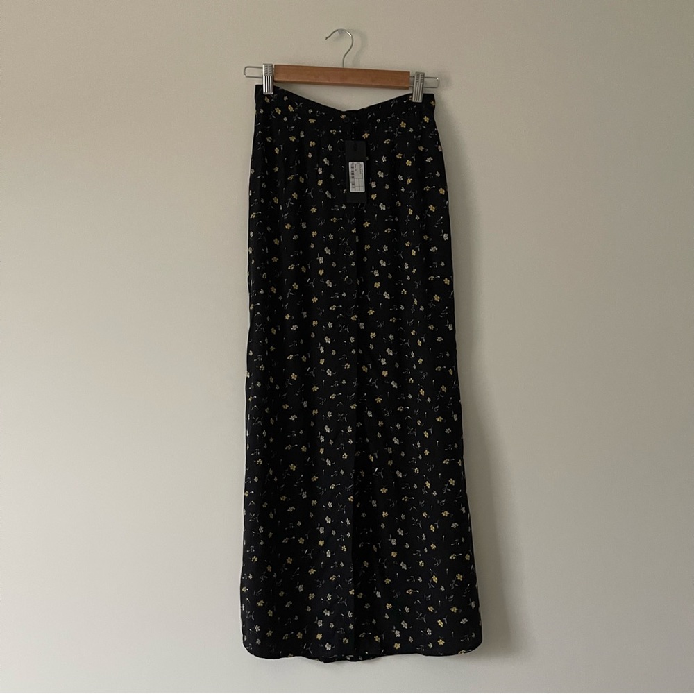 NWT Motel Petal Black Midi Slit Skirt
